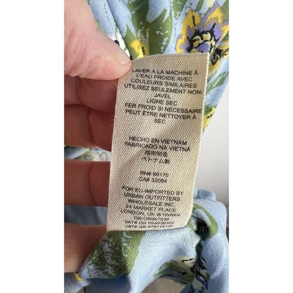 Free People Happy Heart Baby Blue Floral Ruched Mini Dress Size XS Stretch Smock - Picture 8 of 10